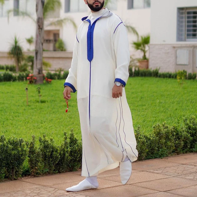 tommelfinger korn Nebu Slim Muslim White Men's Robe Shirt De Moda Musulmana Islamic Clothing Abaya  Man Jubba Thobe - AliExpress