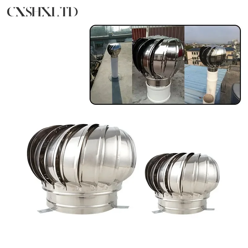 304 หลังคาสแตนเลสพัดลมระบายอากาศกังหันลม Air Vent Attic Ventilator 110 มม.150 มม.200 มม.หลังคาระบายอากาศพัดลม Pipefit 1