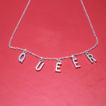 Queer Necklace Lesbian LGBTQ Pride Charm Necklace Gift for Girlfriend 1