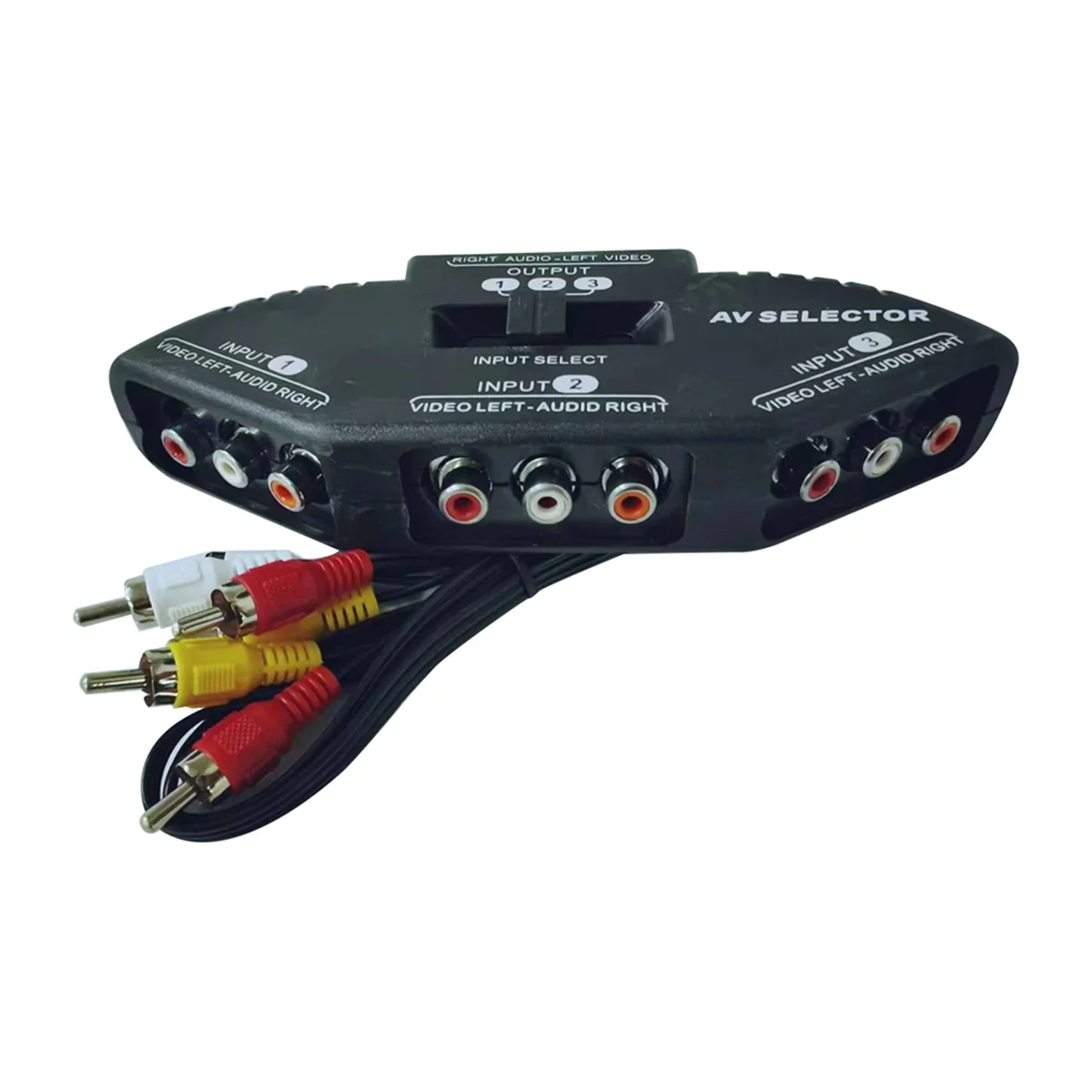 Audio Switcher 3-Way Audio Video AV Switch Selector Box Splitter Switch W/ Cable for TV X-Box DVD Player Devices