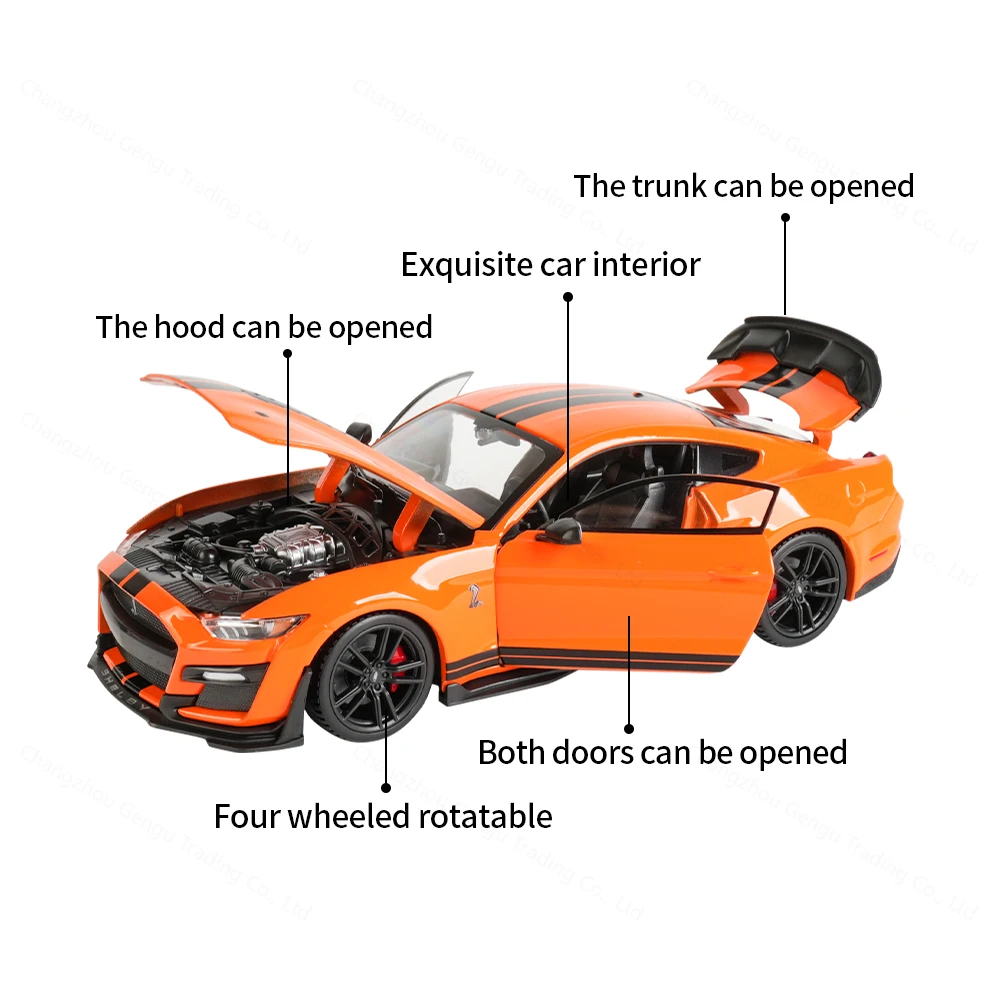 Maisto 1:24 2020 Mustang Shelby GT500 Orange Static Die Cast Vehicles Collectible Model Car Toys Gift collection 3