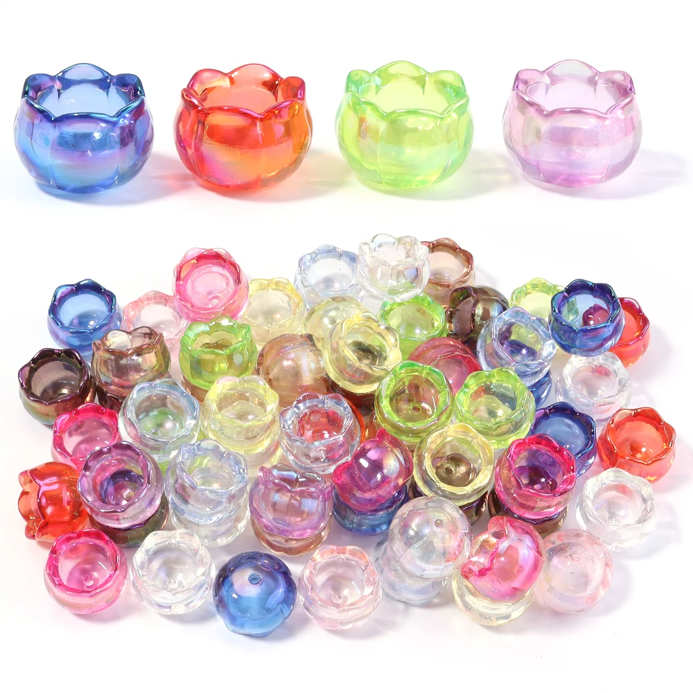 Elegant Lily of the Valley Transparent Acrylic Flower Beads - Set of 10