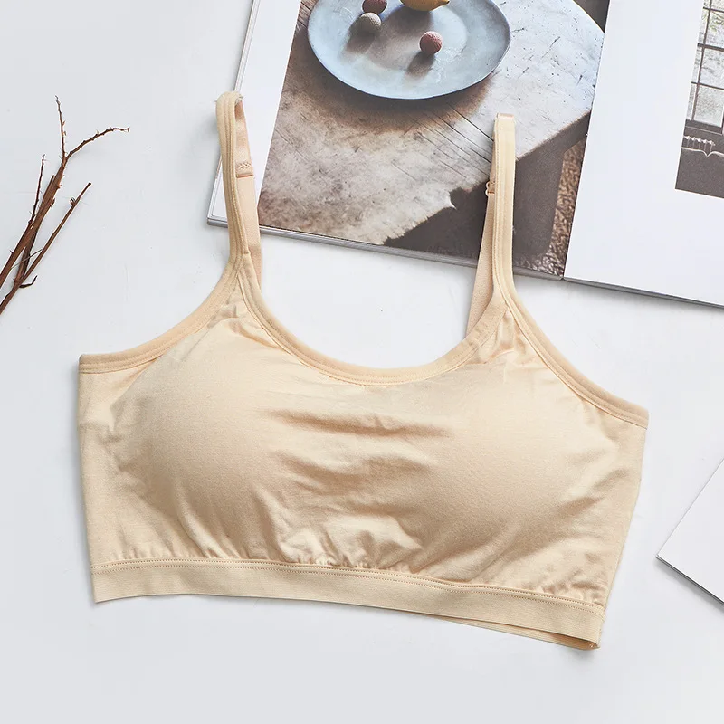 Simple Cotton Gathered Bra Women Adjustable Comfortable Bralette Wireless Fashion Gathered Sexy Underwear Push Up Brassiere