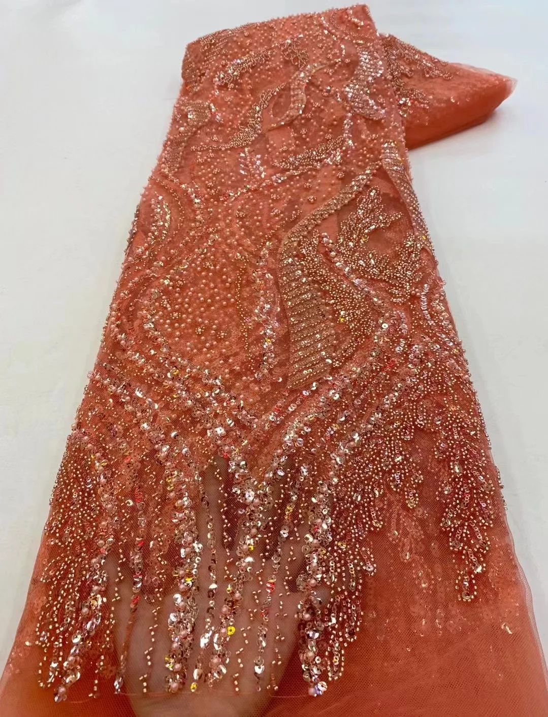 

Африканская кружевная ткань 2023, французская Тяжелая кружевная ткань из бисера, нигерийская кружевная ткань с вышивкой блестками, сетчатая ...