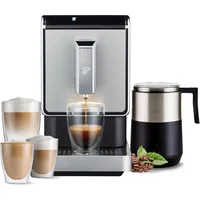 Automatic Espresso & Coffee Machine Bundle with Built-in Grinder, Comes With 3 x 12 oz. Bags of Whole Bean Coffee, Silver 1