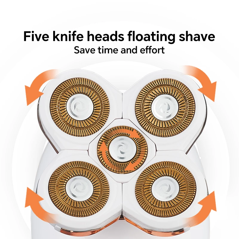 5개의 회전 블레이드가 있는 USB 전기 면도기는 대머리 머리, 대머리 공작 기계로도 사용할 수 있습니다.