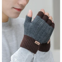 Gants tricotés demi-doigt sans doigts pour hommes, 2 paires, pour le bureau, chauds, épais, élastiques, pour la conduite, hiver 4