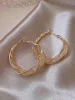 Gorgeous Intertwined Gold Color Hoop Earrings With Intricate Mesh Stylish Style Earrings For Women Party Gift Jewelry 5