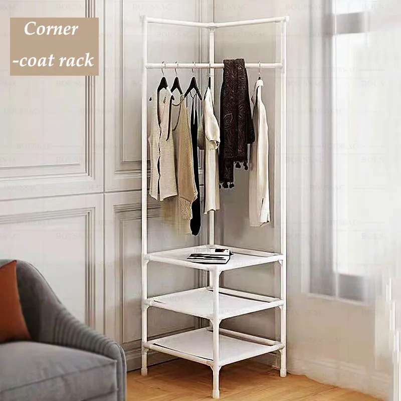 Simple Coat Rack Corner Drying Rack DIY Floor Bedroom Wardrobe Easy