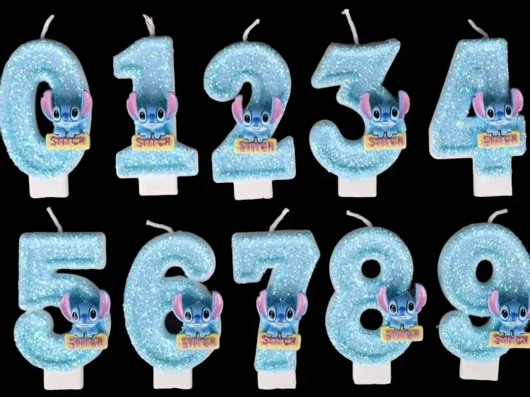 Anime Lilo & Stitch 0-9 Number Candle Cute 3D Stitch Cartoon Character Party Cake Plug-in Birthday Cake Decoration Gift
