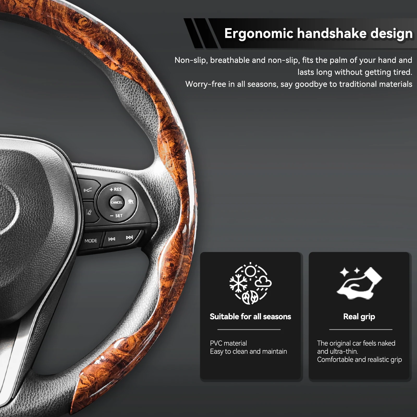 Mahagoni Holzmaserung Auto Lenkrad Abdeckung 38 cm 15 Zoll Für BMW 1 3 5 Serie E81 E87 E90 E91 E93 F10 X1 X3 X5 F48 E83 – Detail 3
