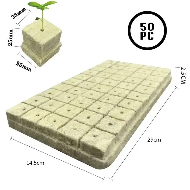 Hydroponic Grow Media Cubes 50pcs 25x25x25mm Plant Cubes Soilless Substrate Seeded Rock Wool Plug Seedling Block