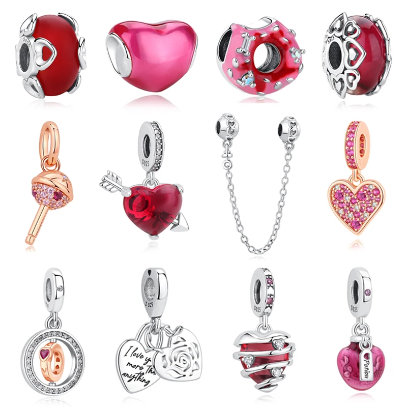 Charm jewelry sterling silver jewelry beads charms sterling silver beads silver charm bead charm bead beads jewelry sterling silver beads charm 925 Sterling Silver Charms Love Heart Pendant Beads Fit Pandora Bracelets Necklaces Women Jewelry Valentine's Day Gift