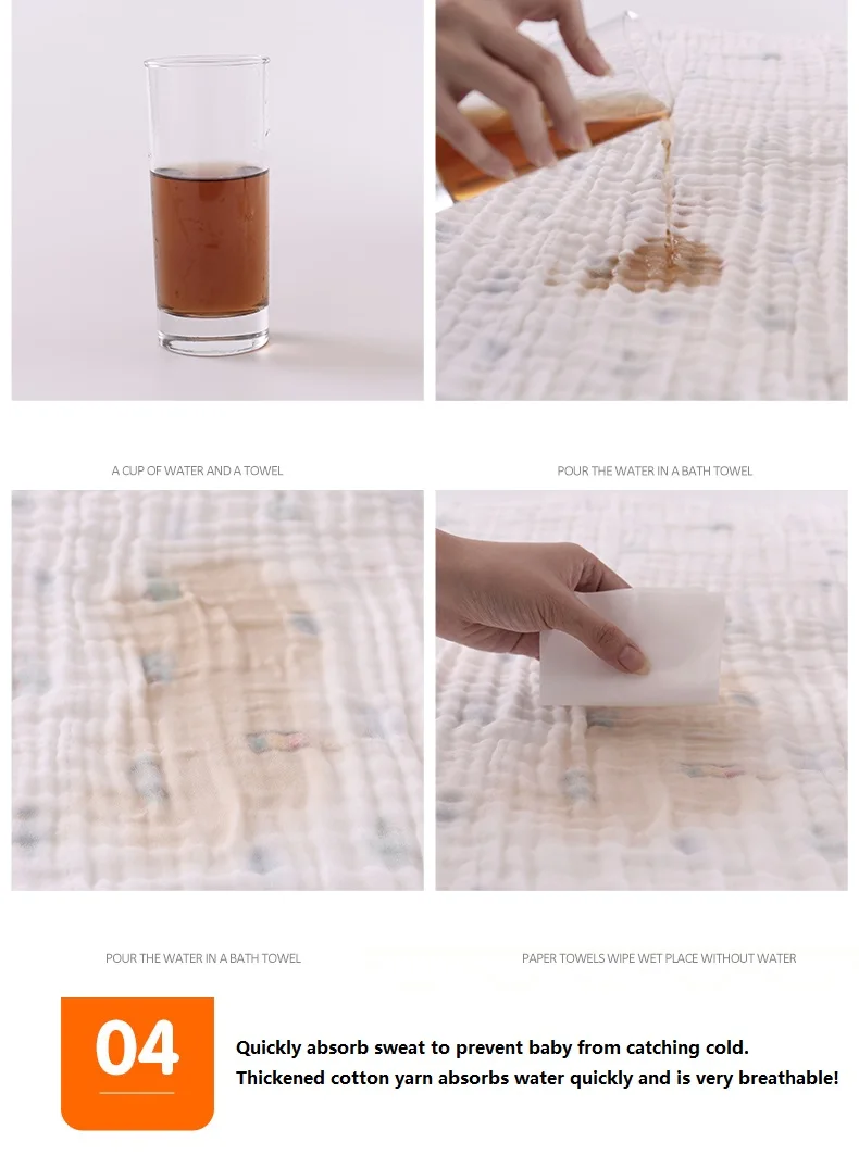 2PCS Baby Bath Towel Newborn Bathrobe Cotton Gauze 6 Layers Washcloth Blankets Child Robe Kids Facecloth Muslin bathroom towels