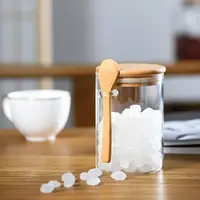 Leakproof Storage Glass Jar with Bamboo Lid Transparent Coffee Bar Station Organizer Moisture Proof 2