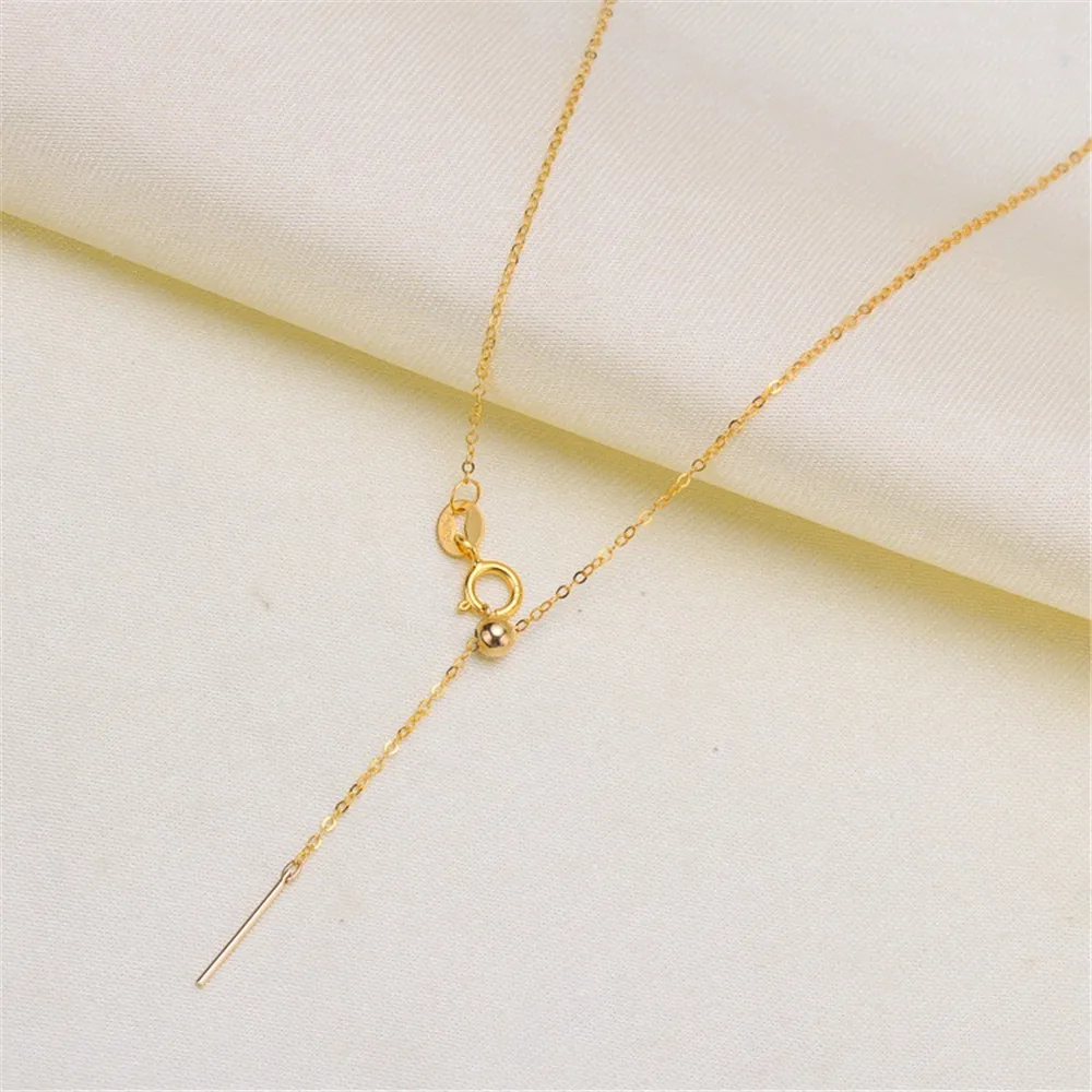 

DIY Pearl Accessories 18k Yellow Gold, White Gold and Rose Gold with Needle Adjustable O-chain Cross Chain Gold Necklace G321