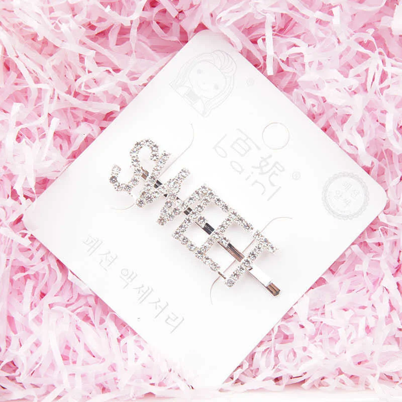 Haar Clip Frauen Haar Pin Haarspange Englisch Brief Spange Strass Persönlichkeit Wort Mädchen Haarnadel Haar Zubehör Schmuck – Detail 2