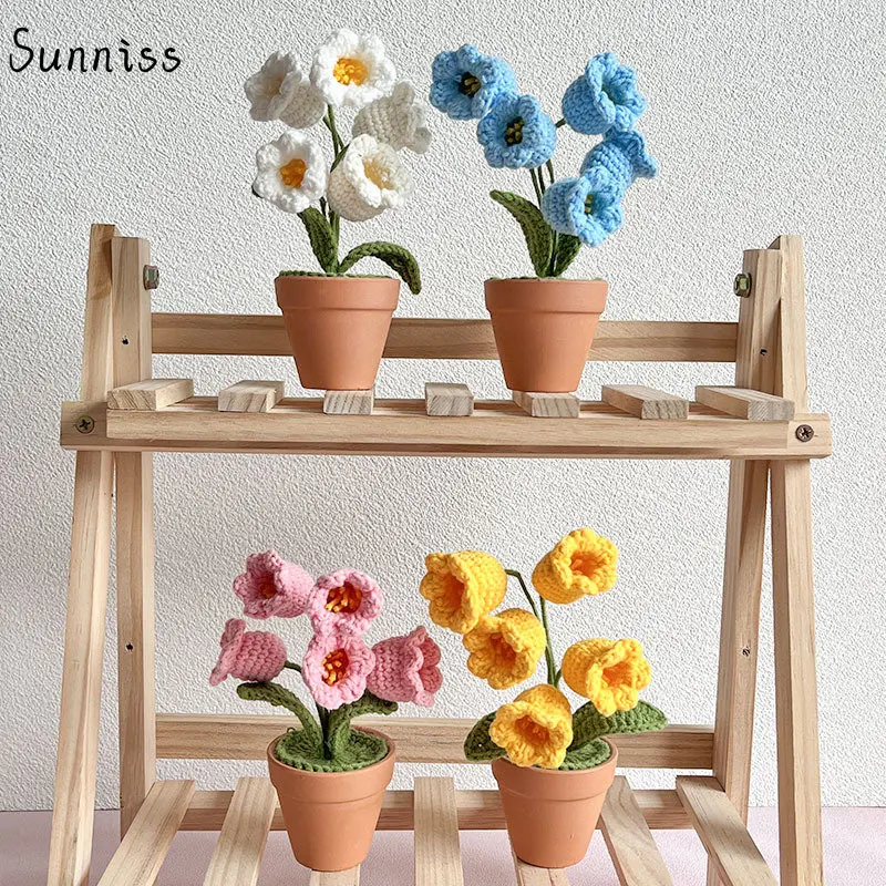 

Knitting Flower Pots Succulents Potted Wedding Decoration Hand-woven Home Table Decorate Knitted Flower Bonsai Festival Gifts