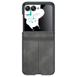 Luxury Suede Leather Texture Case with Magnetic Hinge and Built - in Screen Protector - Razr Plus 2024 (GRAY)