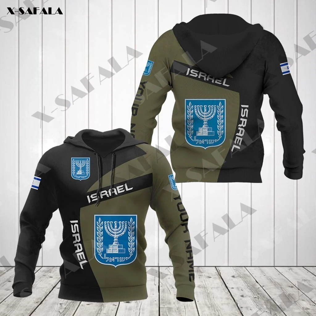 

ישראל ISRAEL Emble Flag 3D Print Zipper Hoodie Men Pullover Sweatshirt Hooded Jersey Tracksuits Outwear Coat Thick Cotton Warm