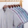 Fashionable Cotton Plaid Shirt Men's Short Sleeve Single Patch Pocket Design Young Casual Standard Fit Men's Shirt 2