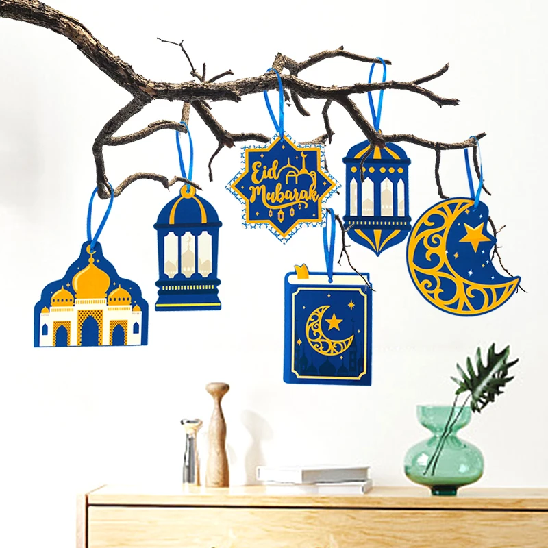 

10pcs EID Mubarak Wooden Pendants Ramadan Kareem Gifts Tags Hanging Pendants For Home Islamic Muslim Party Decor Eid Ornaments