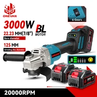 ONEVAN 125MM Brushless Electric Angle Grinder 3000W 6 Gear Polishing Cutter Metal Wood Power Tool For Makita 18V Battery Pin
