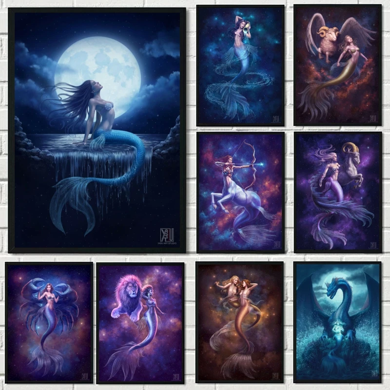 

Diamond Painting Fantasy Mermaid Zodiac Constellations Embroidery Full Square Round Cross Stitch Rhinestones Mosaic Home Decor
