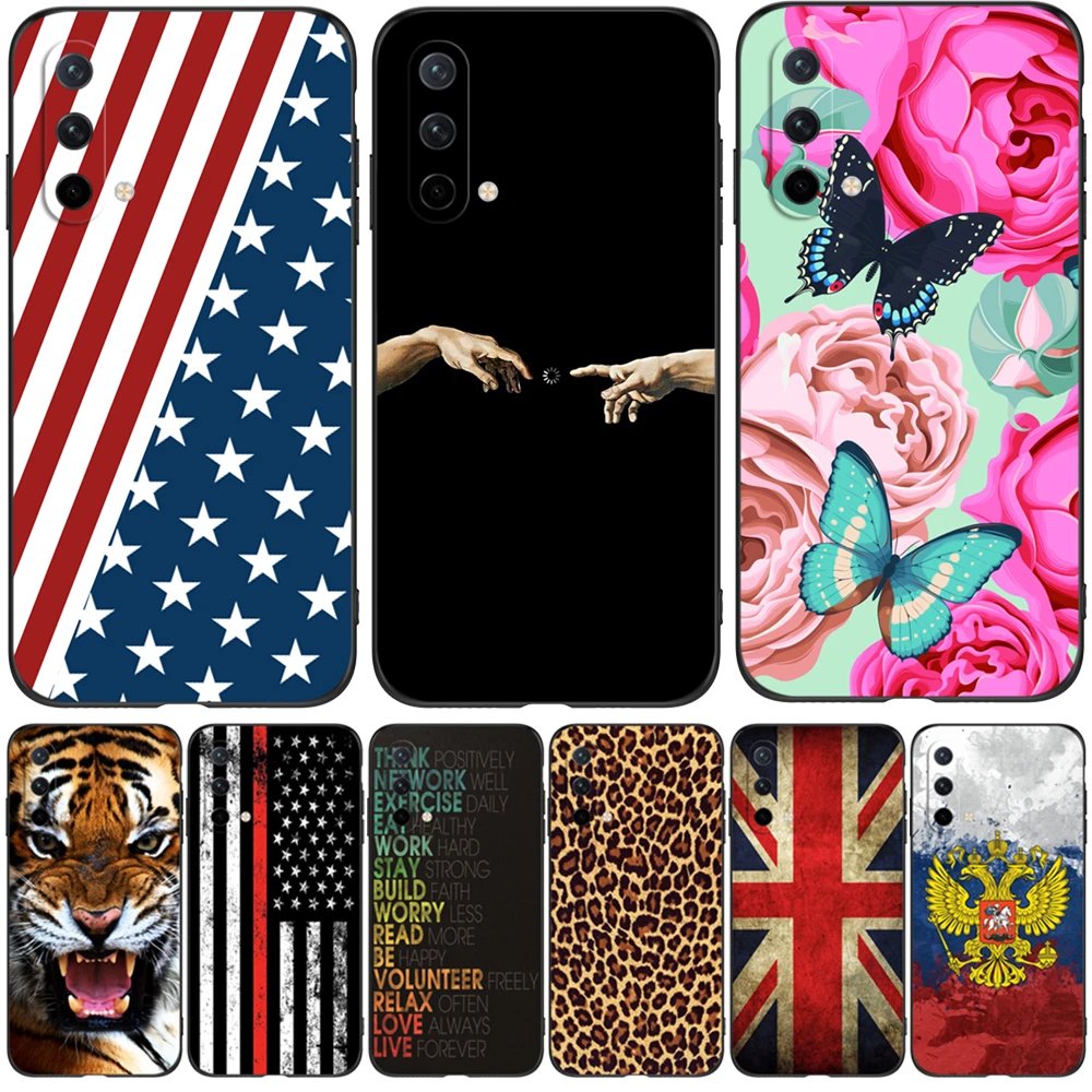 Per Oneplus Nord 5G Case On Oneplus Nord Ce 5G Case One Plus Nord Black Tpu Case Uk Usa Flag Skull Wolf