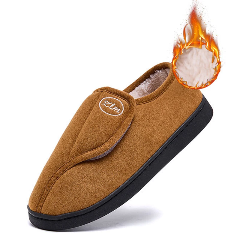 Letter Embroidery Warm Women's Home Slippers Soft Sole Short Plush Cotton Shoes Woman Thick Bottom Cotton Indoor Shoes Winter