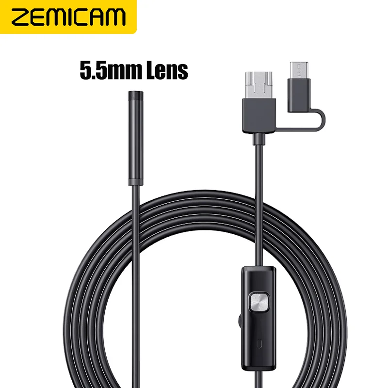 5.5MM 7MM Android Endoscope Mini Camera 3IN1 Micro USB Type-c Borescope  Waterproof LED Car Inspection for Sumsang HUIWEI PC AN98