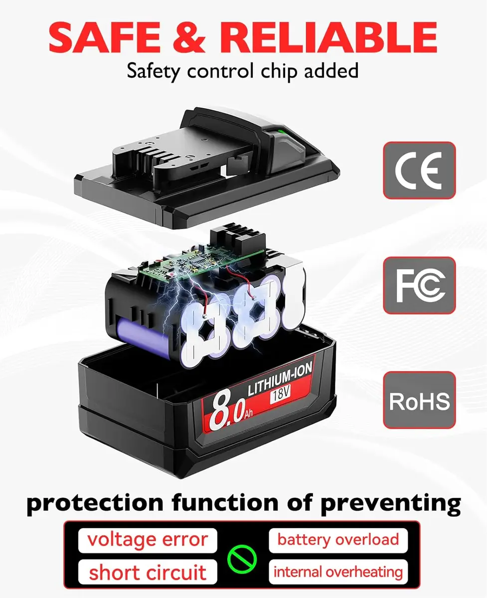 1/2/4P M18 12.0Ah 18V MAX Lithium-ion Battery Replace for Milwaukee 48-11-1810 48-11-1820 48-1100 Cordless Tools Battery pin — view 4