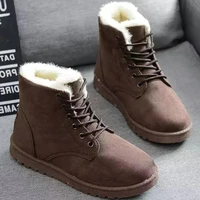 Smile Pop Winter New Flat Snow Boots Comfortable Warm Velvet Plush Cotton Shoes Round Toe Snow Boots Lace-up Short Boots Women - Image 5
