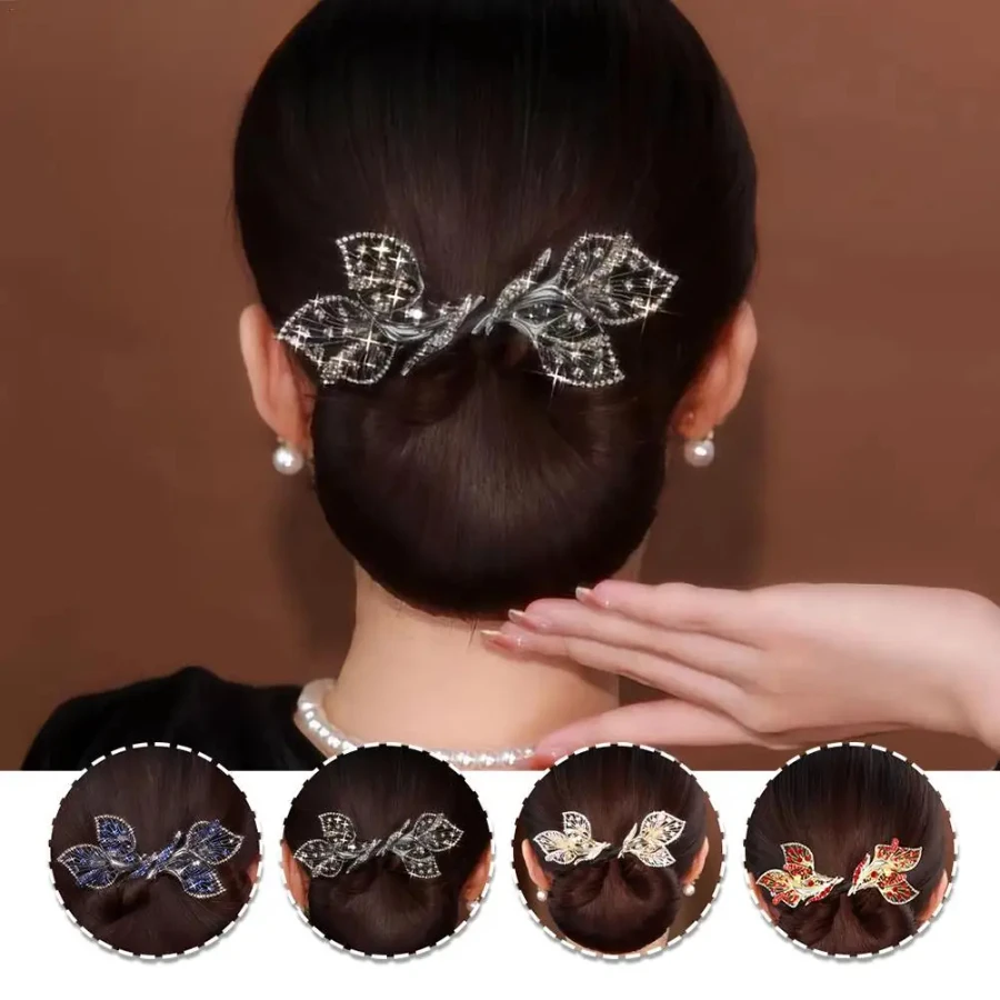

Rhinestone Flower Hair Clip,Whale Tail Rhinestone Flower Hair Clip,Lazy Hair Curler Deft Bun Maker,Ocean Blue Feather Hairpin