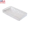 Hammered Glass Vanity Tray Organizer Clear Elegant Makeup Perfume Jewelry Cosmetic Storage Shower Bathroom Display Durable Heavy 1