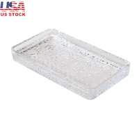 Hammered Glass Vanity Tray Organizer Clear Elegant Makeup Perfume Jewelry Cosmetic Storage Shower Bathroom Display Durable Heavy 1