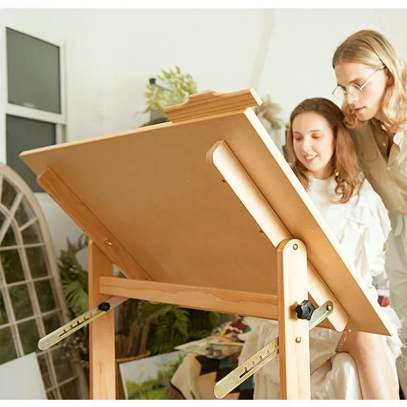 Wooden sit-stand drawing desk engineering drawing table easel painting architectural plate art sketching table