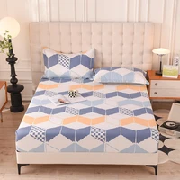 New Product 1pcs 100% Cotton Printing bed mattress set with four corners and elastic band sheets(pillowcases need order) 1
