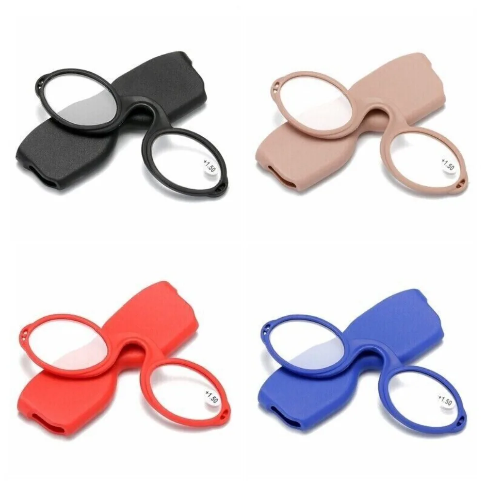 Nose Clip Mini Reading Glasses With Case Unisex Readers Glasses Prescription Glasses Without Frame Pince-nez Glasses +1.5~+3.0