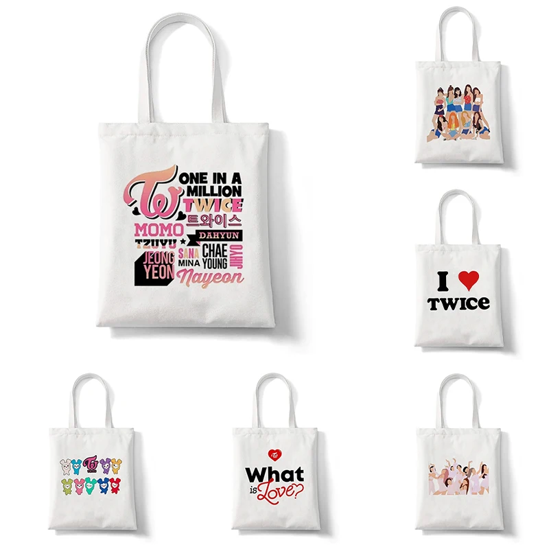 Twice Y2K Esthetics Women Canvas Tote Bag Eco Shopping Bag Large