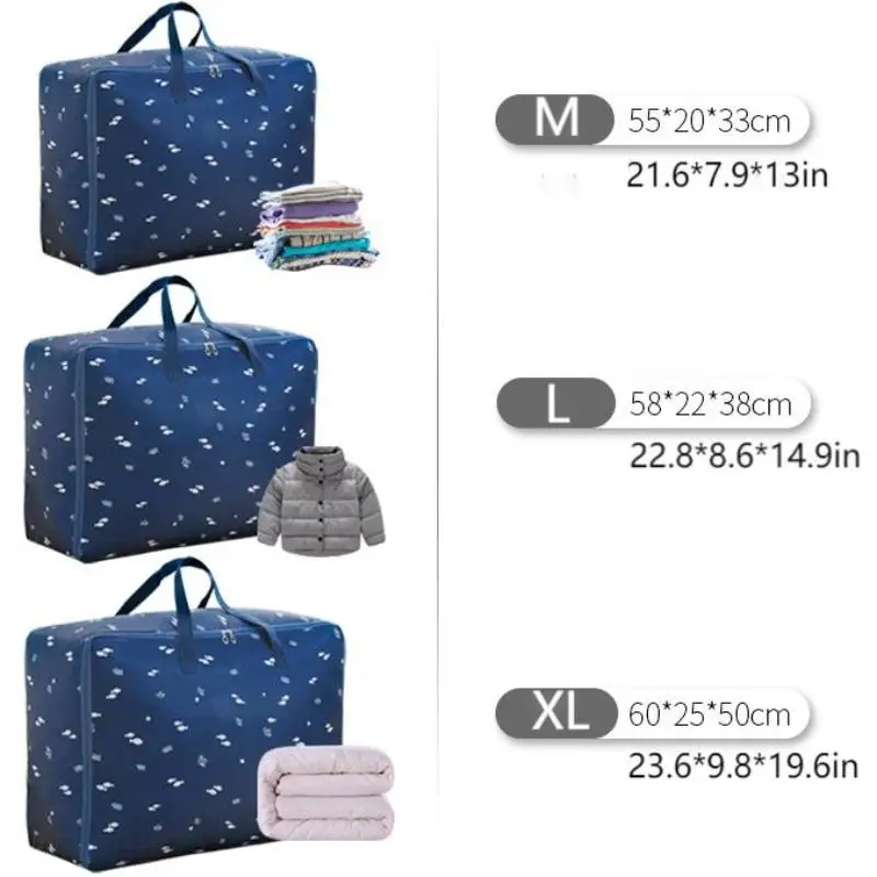 3pcs Oxford Cloth Quilt Storage Bag, Foldable Clothes Storage Bag, Household Zipper Organizer Bag 2