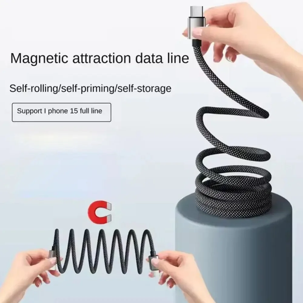 65W 마그네틱 USB C to Type C 고속 충전 케이블 나일론 편조형 엉킴 방지 데이터 케이블 퀵차지 3.0 아이폰 삼성 화웨이용