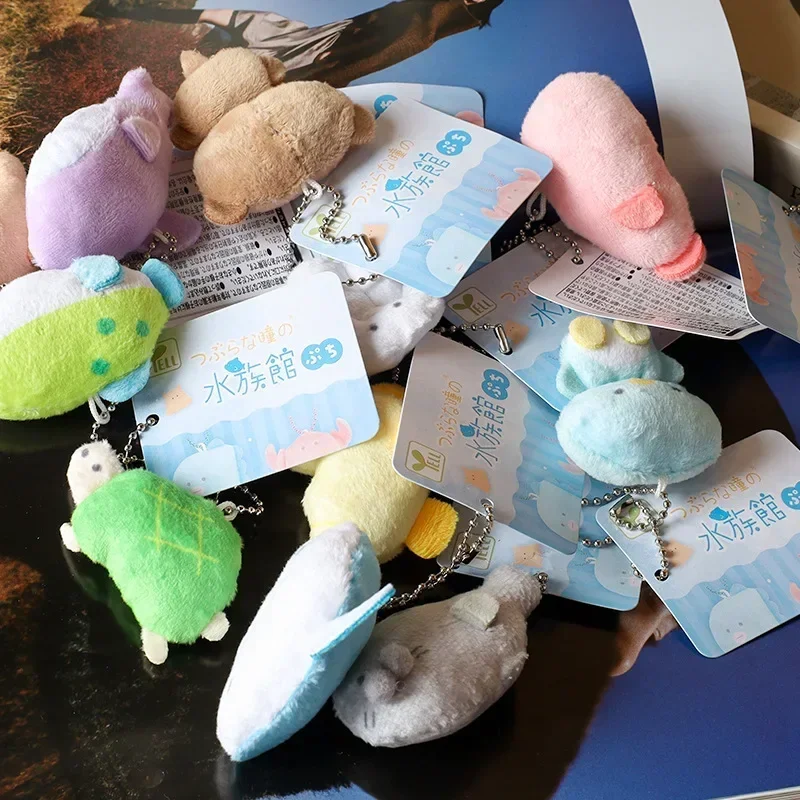 5cm Aquarium Series Plush Backpack Pendant Sharks Walruses Seals Sea Otters Penguins Doll Toys Key Chain Birthday Gifts for Kids 4