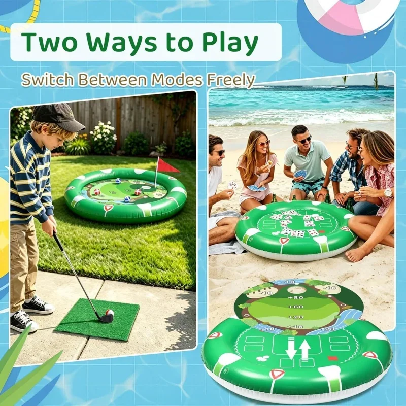Kids Inflatable Set Water Chipping & Card Game Swimming Pool Toy Outdoor Golf Play Gift Boys Girls Easy Inflation_voghion.com