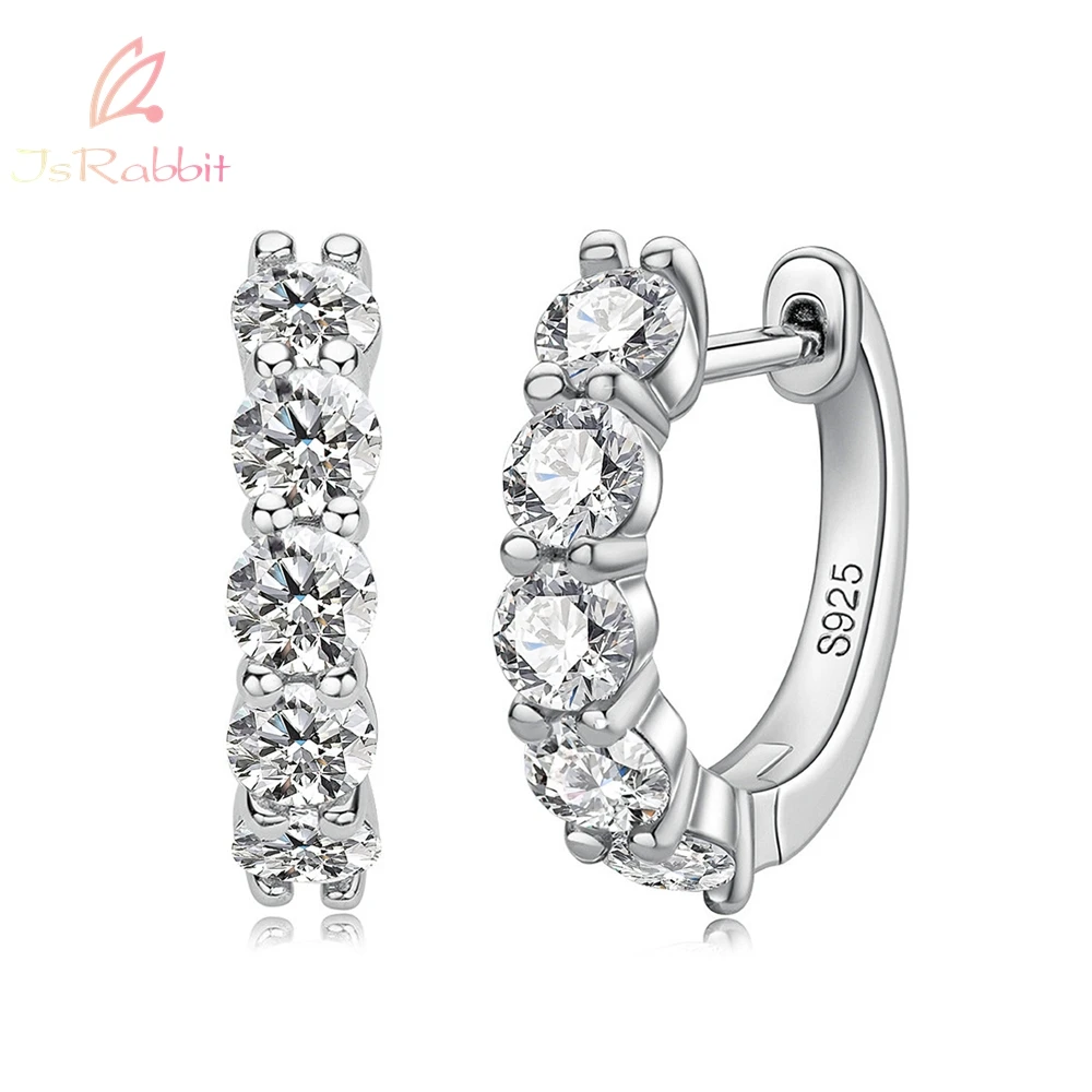 

IsRabbit 18K Gold Plated Round All Moissanite Passed Diamond Test Hoop Earrings 925 Sterling Silver Luxury Jewelry Drop Shipping