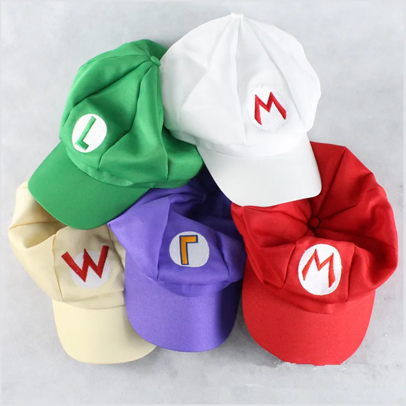 

Game Movie Super Luigi Brother Hat Halloween Plumber Coplay Costume Prop Grown Man Children Octagonal Hat Embroidered Hat