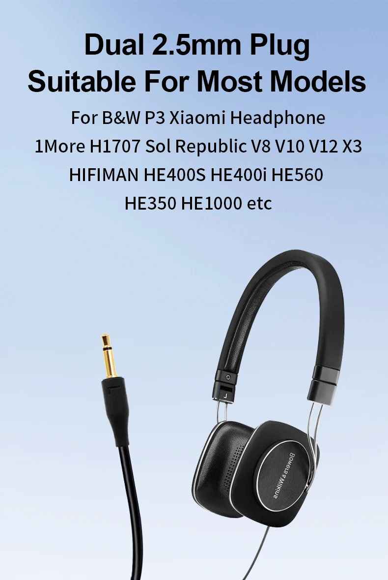 For B&W P3 1 More H1707 Xiaomi HIFIMAN HE400S HE350 HE1000 Replaceable Connection PC Laptop Game Voice Video Headphone Cable