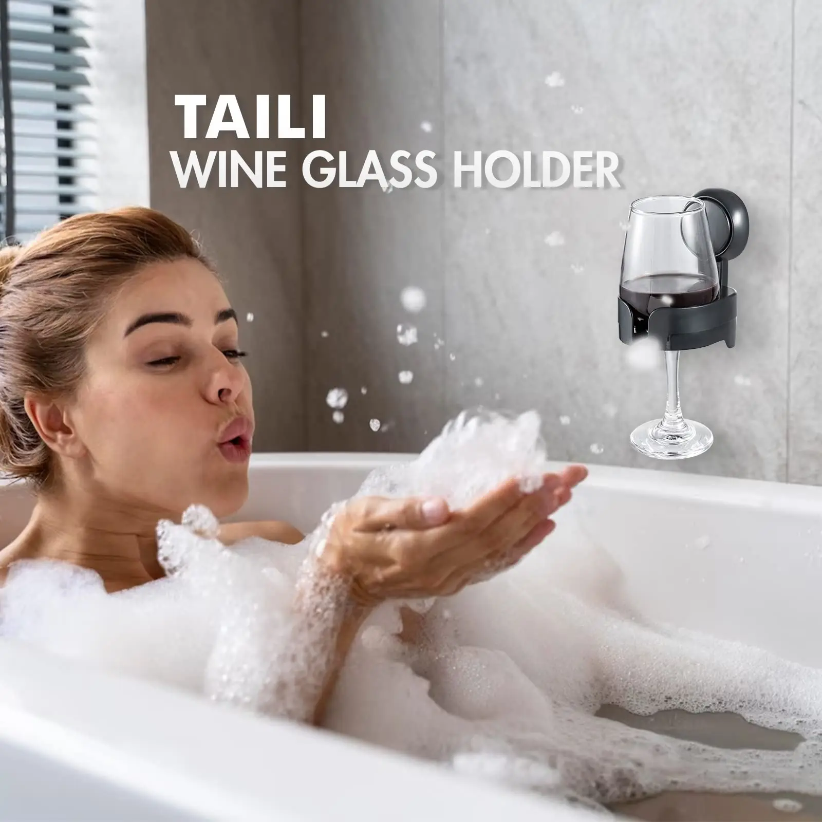 Cup Storage Holder TAILI Suction Cup Bathtub Wine Glass Holder for Beer Wine Drinks Portable Wall-Mounted Wine Cup Holder for Shower Bathroom