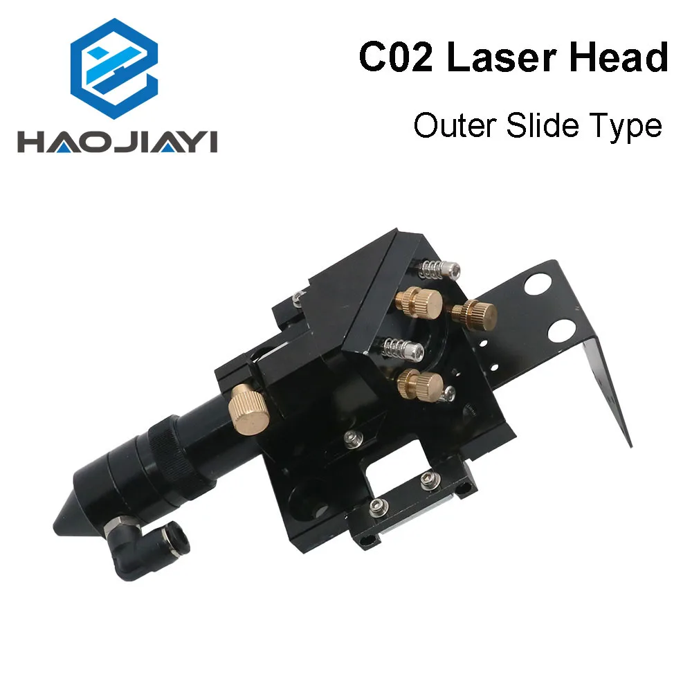 

HAOJIAYI New Arrival CO2 Laser Head for Dia.20mm FL 50.8/63.5mm Lens D25mm Mirror Outer Slider Type with Air Assist Nozzle