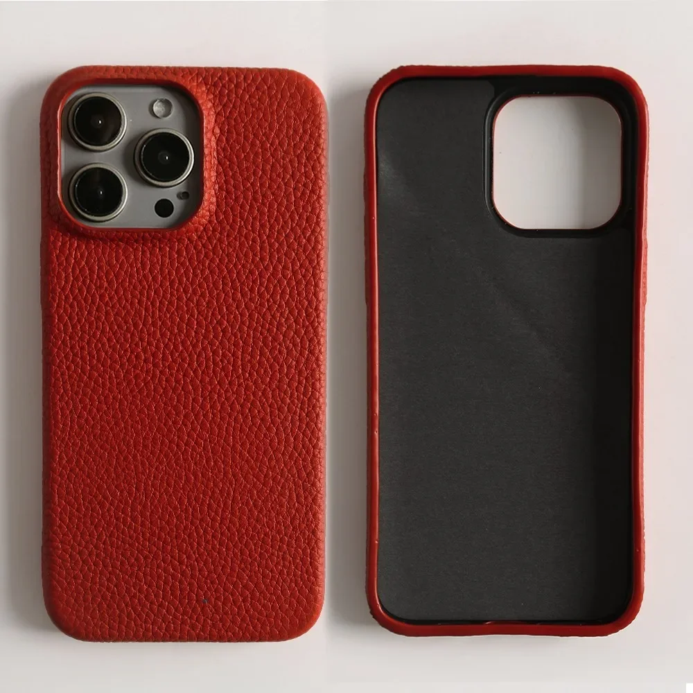 Luxury Full Grain Leather Shockproof Phone Case - Elegant Back Cover